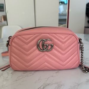 Gucci GG Marmont Small Matelasse Leather Shoulder Bag Pink